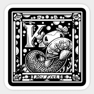 K is For Koi Fish - White Outlined Version Sticker